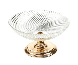 Γυάλινο Μπωλ Με Μεταλλική Χρυσή Βάση